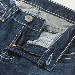 1014 Fit Destructed Medium Wash Jeans Blue | Men Stetson Boot Cut