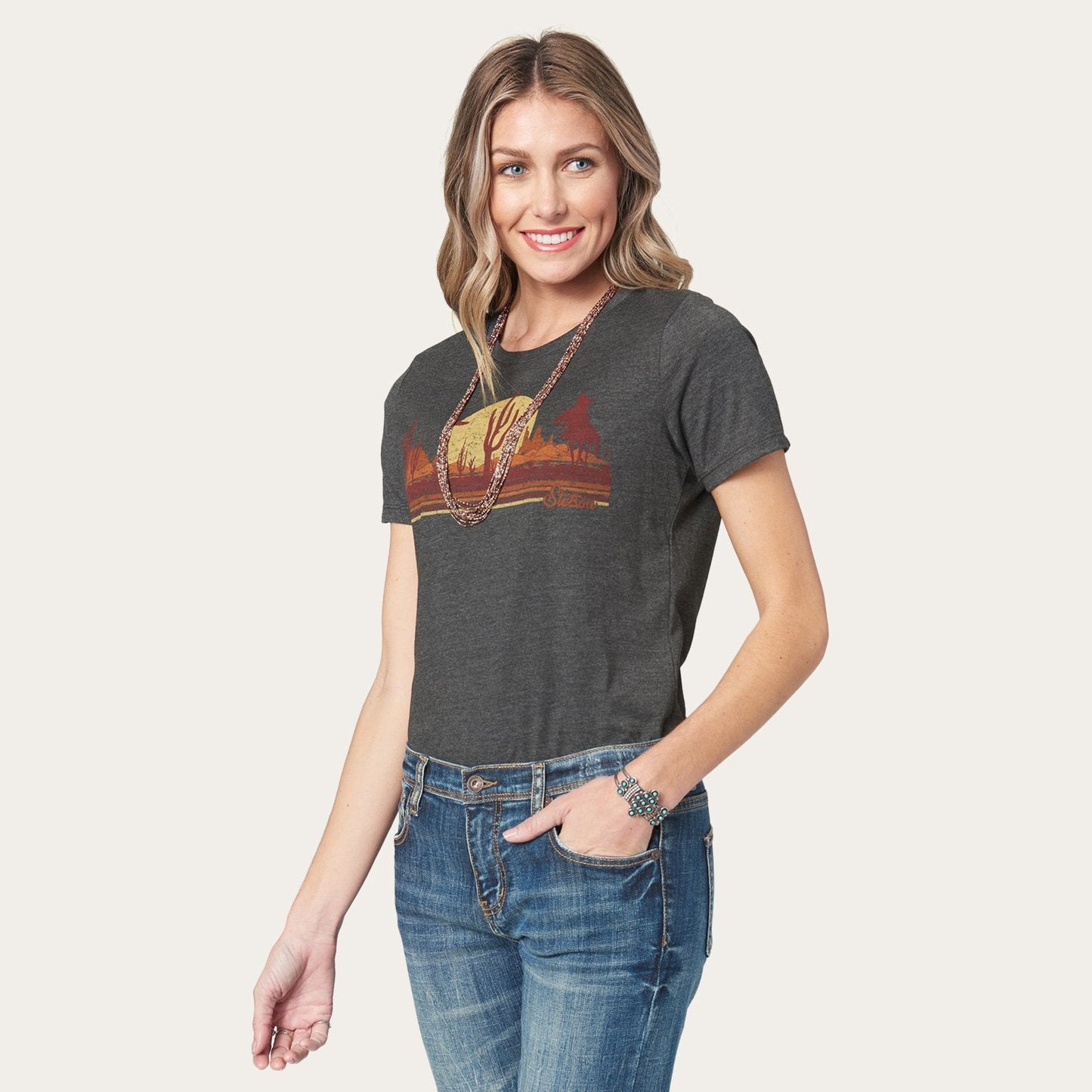 Riding Into The Sunset Graphic Tee Grey