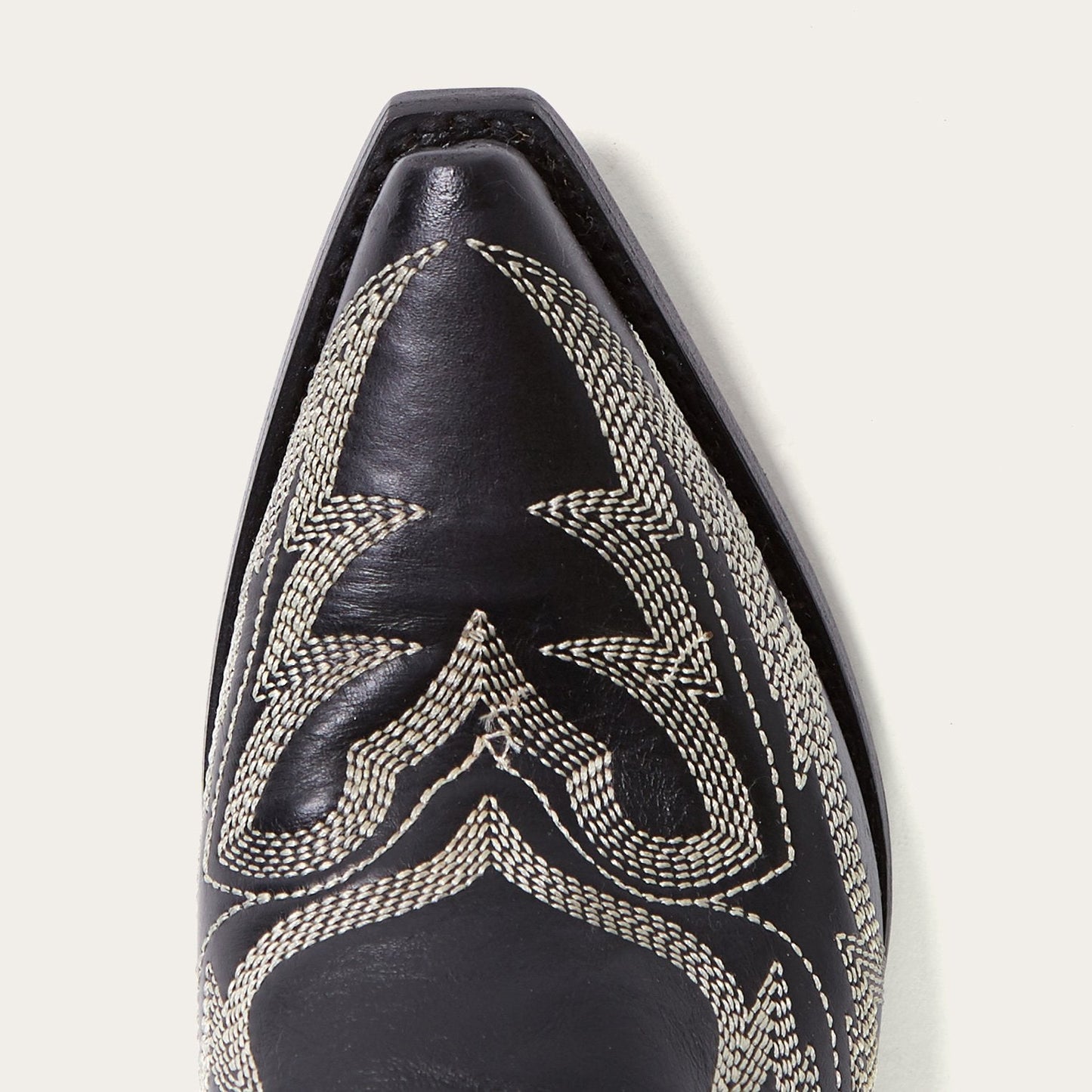 Tina Black & White Flame Embroidered Cowboy Boot Black