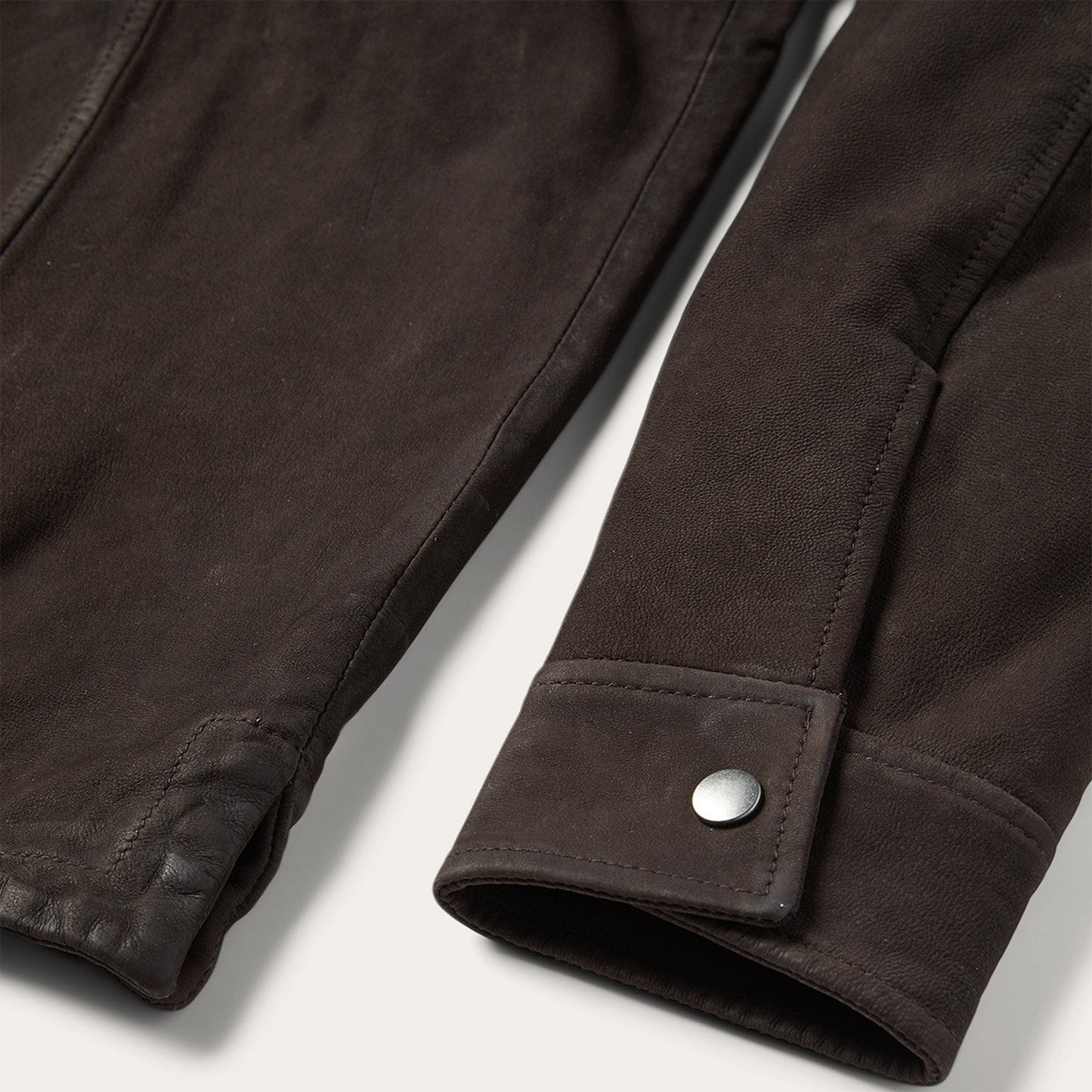 Leather Western Shirt Jacket Brown