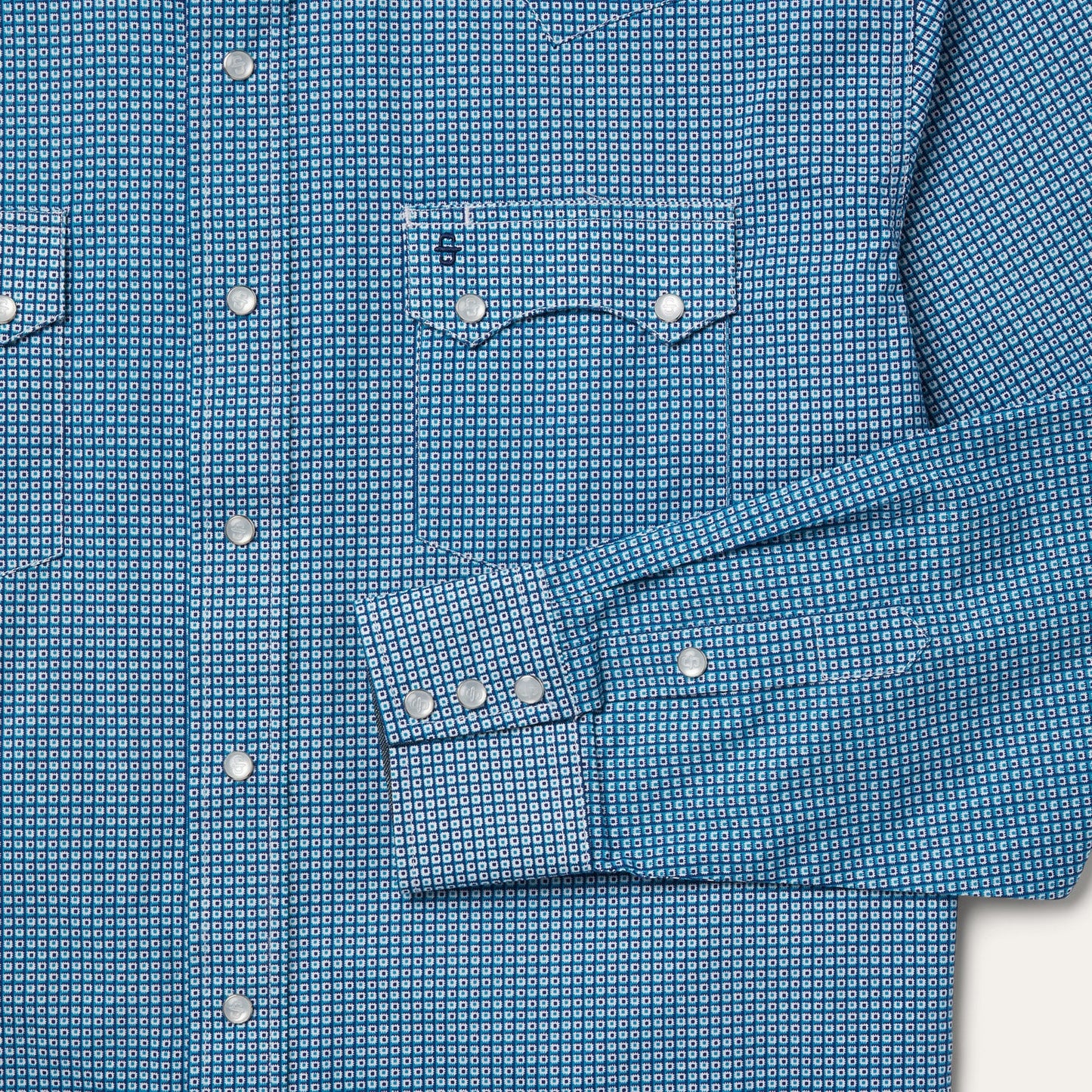 Micro Print Western Shirt Blue