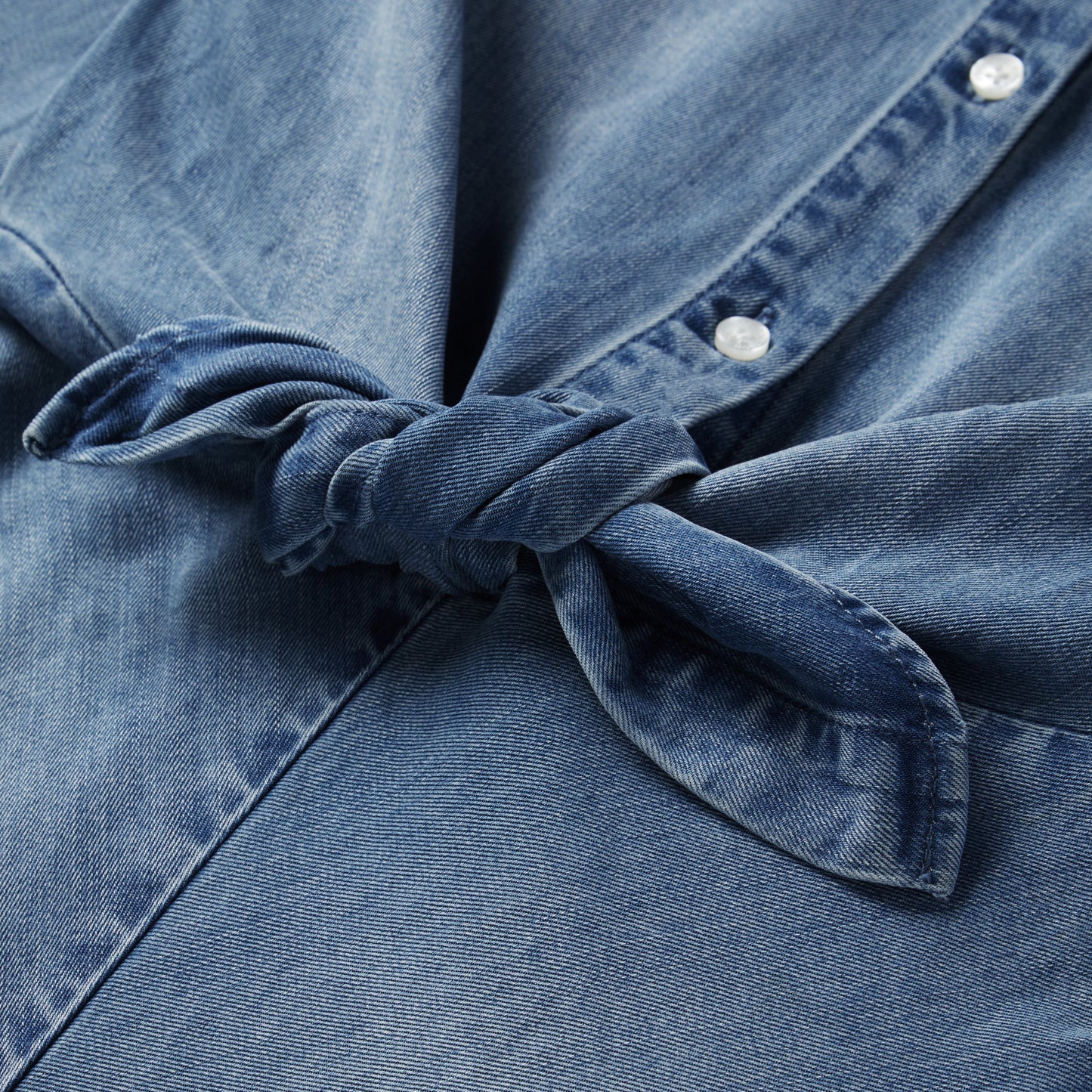 Denim Tie-Front Dress Blue