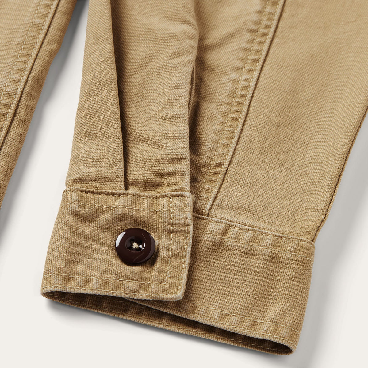 Camel Stretch Canvas Shirt Jacket Brown