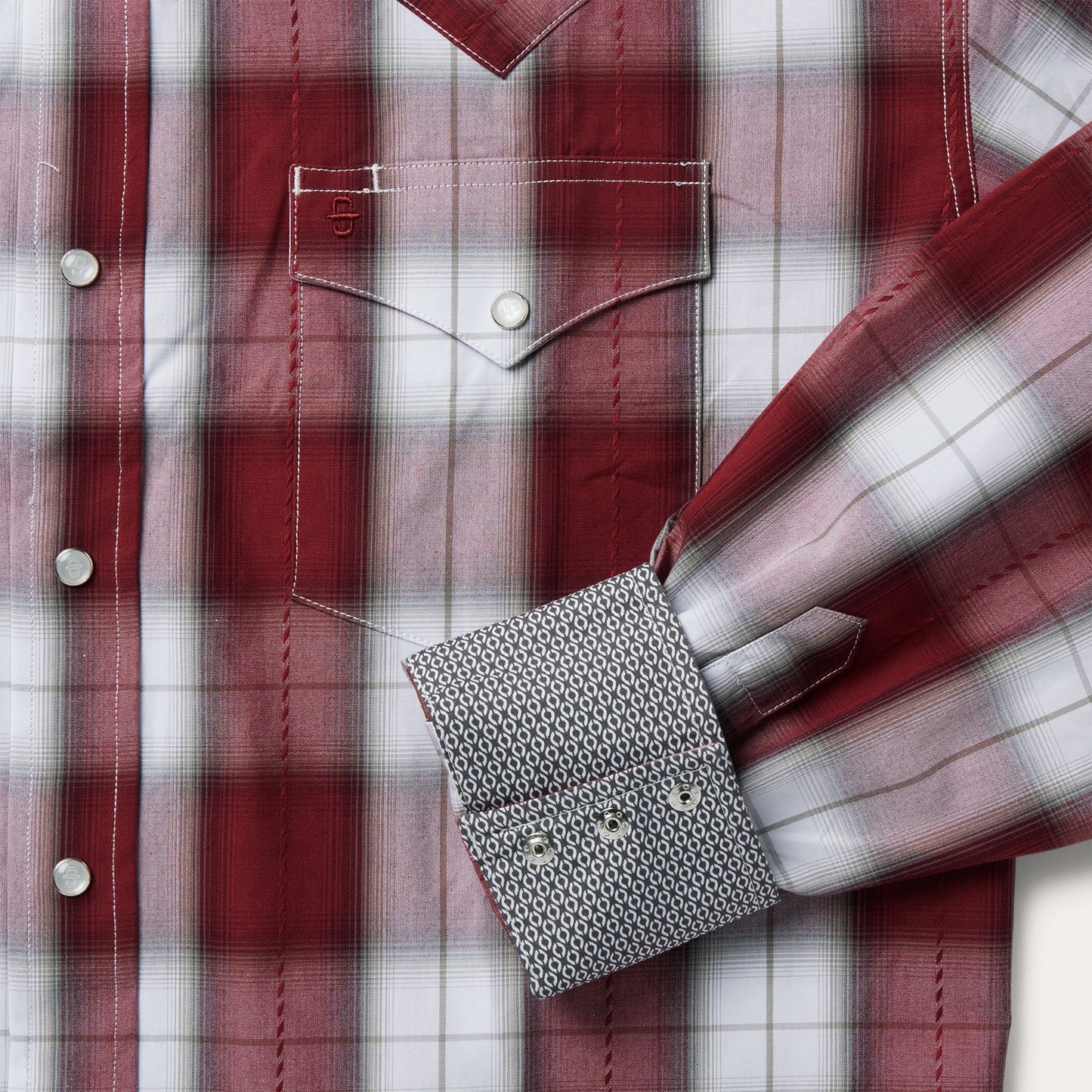 Shadow Plaid Western Shirt Wine