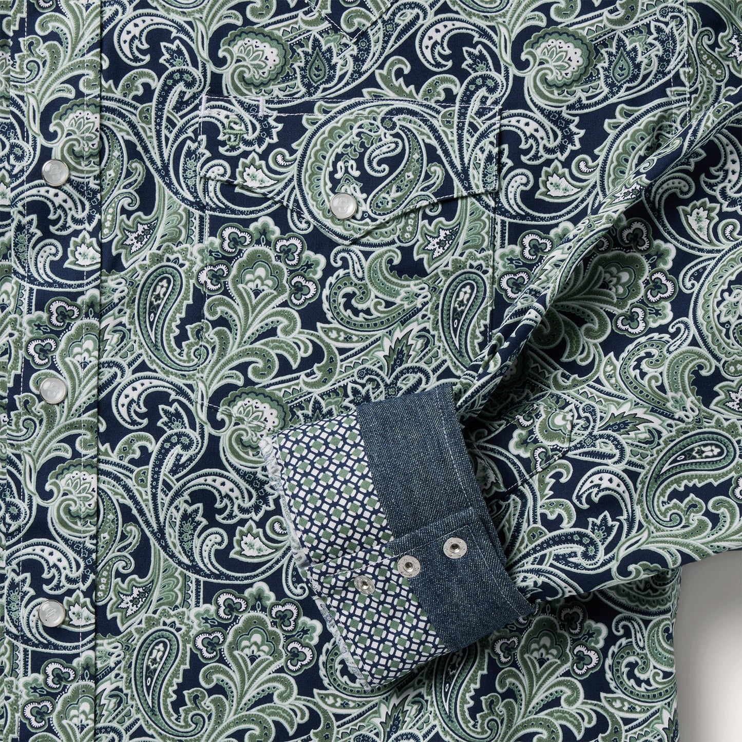 Greenspring Paisley Print Western Shirt Blue