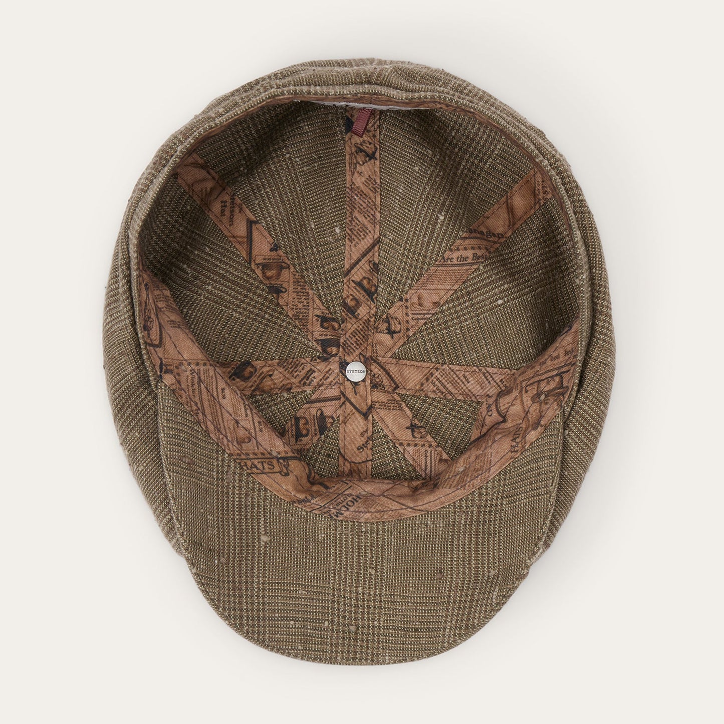 Glen Check Linen/Silk Hatteras Cap Olive Check