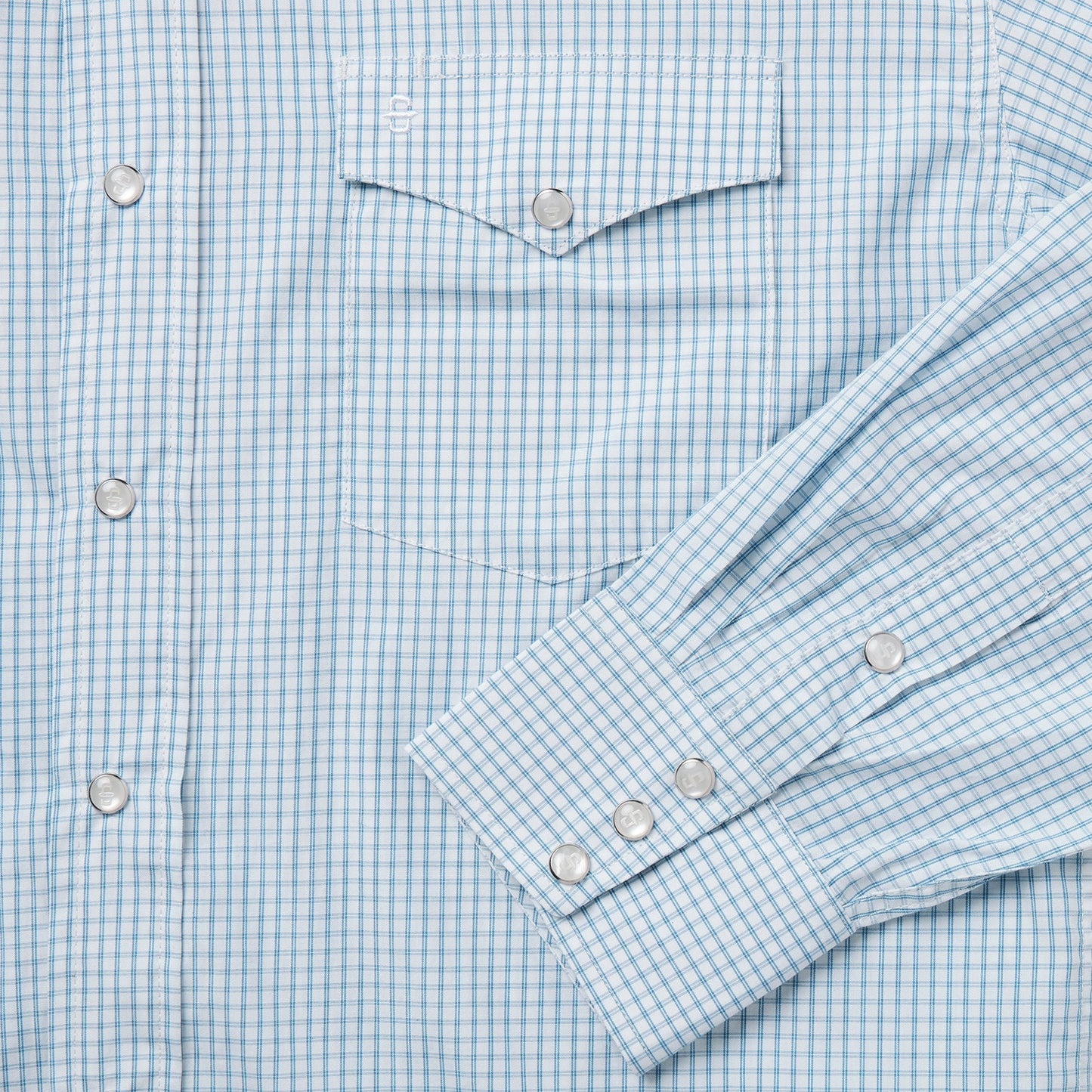 Two Stripe Check Western Shirt Blue