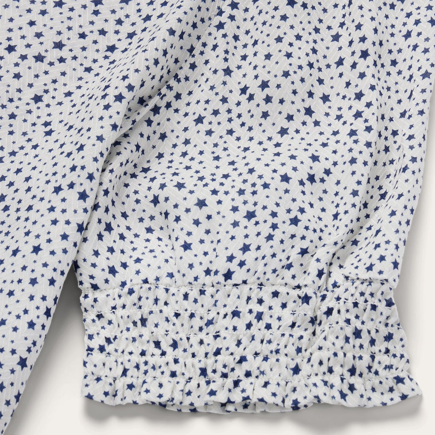 Stars Print Peasant Blouse White