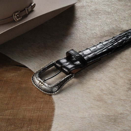 Caiman Western Tab Belt Black Classic