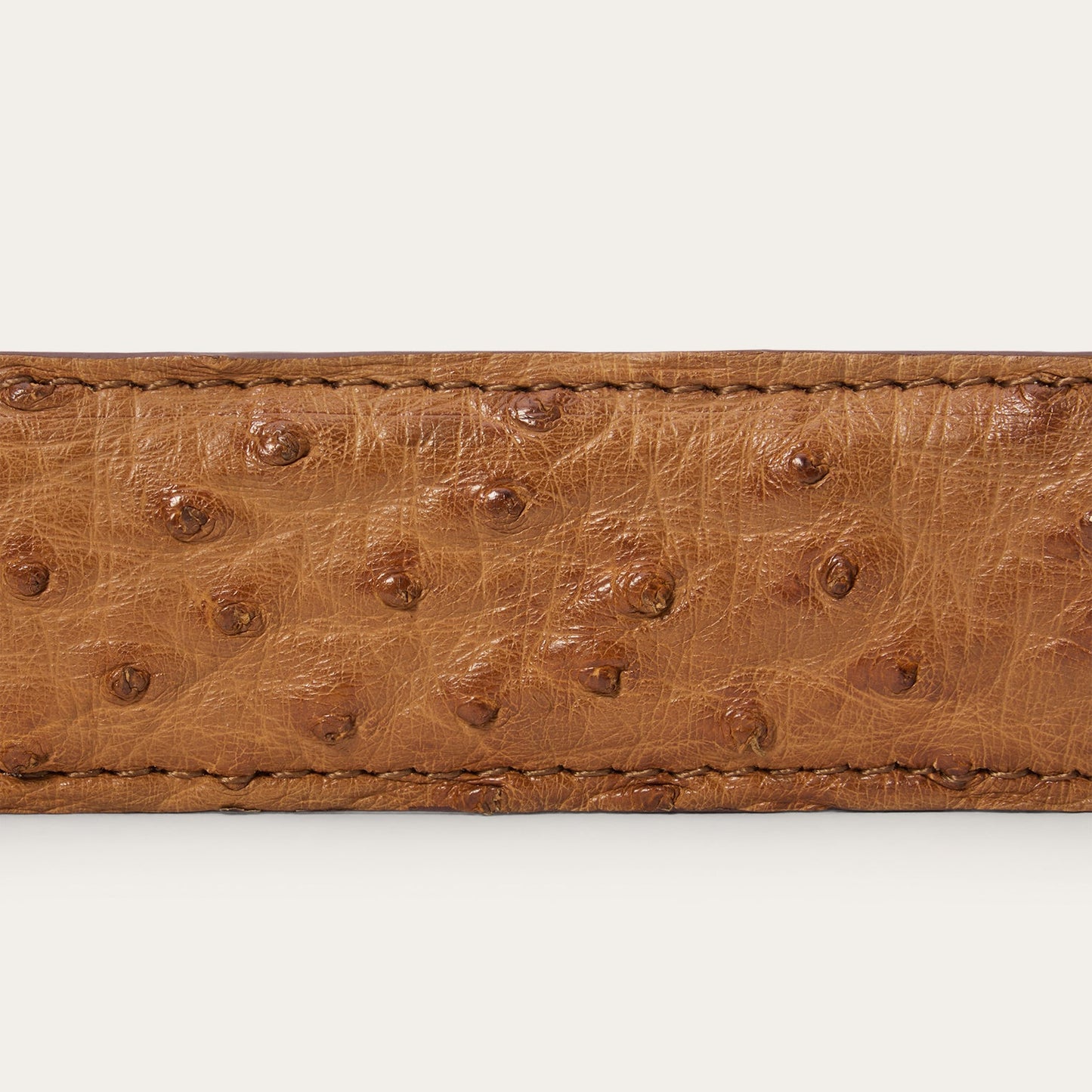 Ostrich Western Tab Belt - 1 1/4" Width Antique Cognac