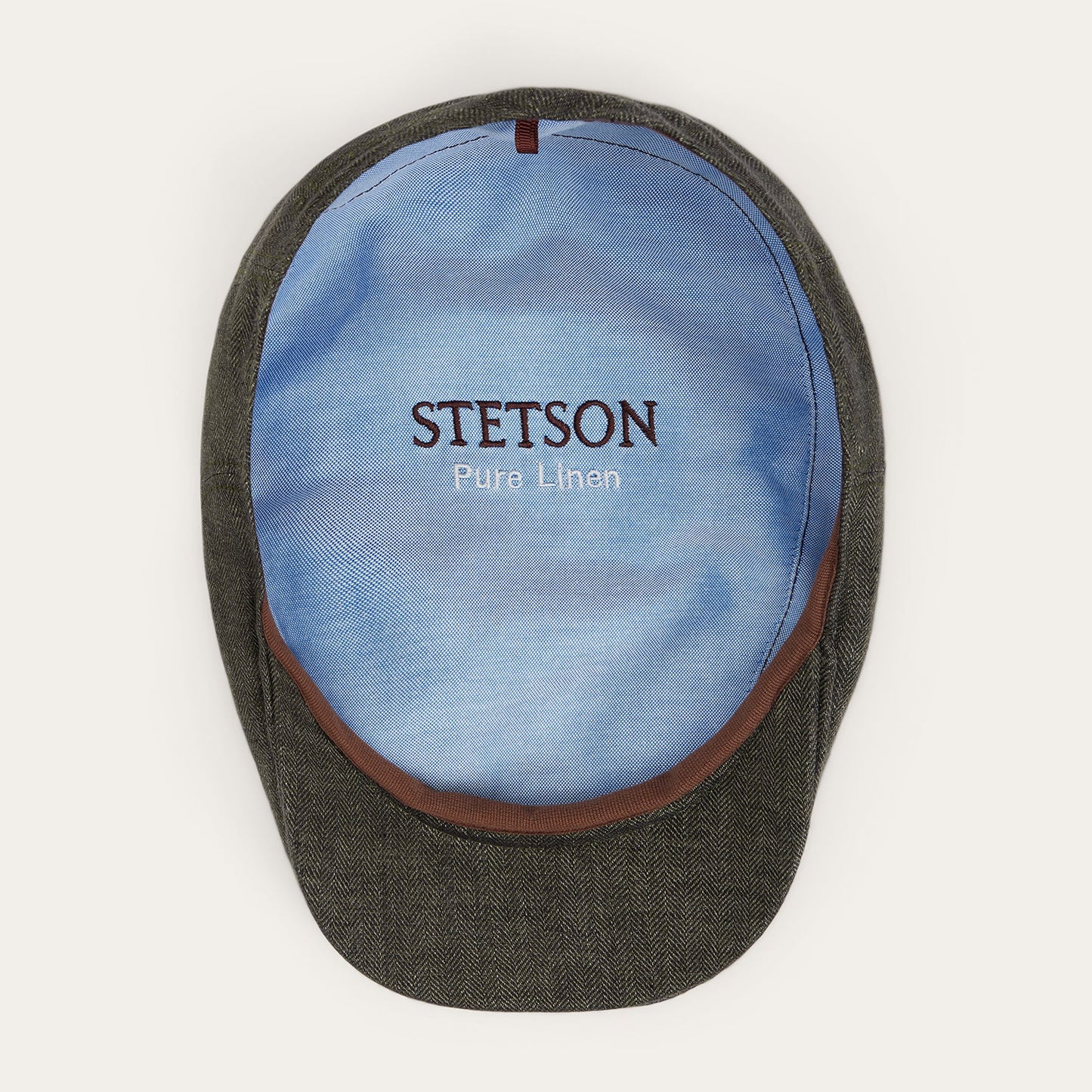 Herringbone Linen Ivy Cap Olive Herringbone