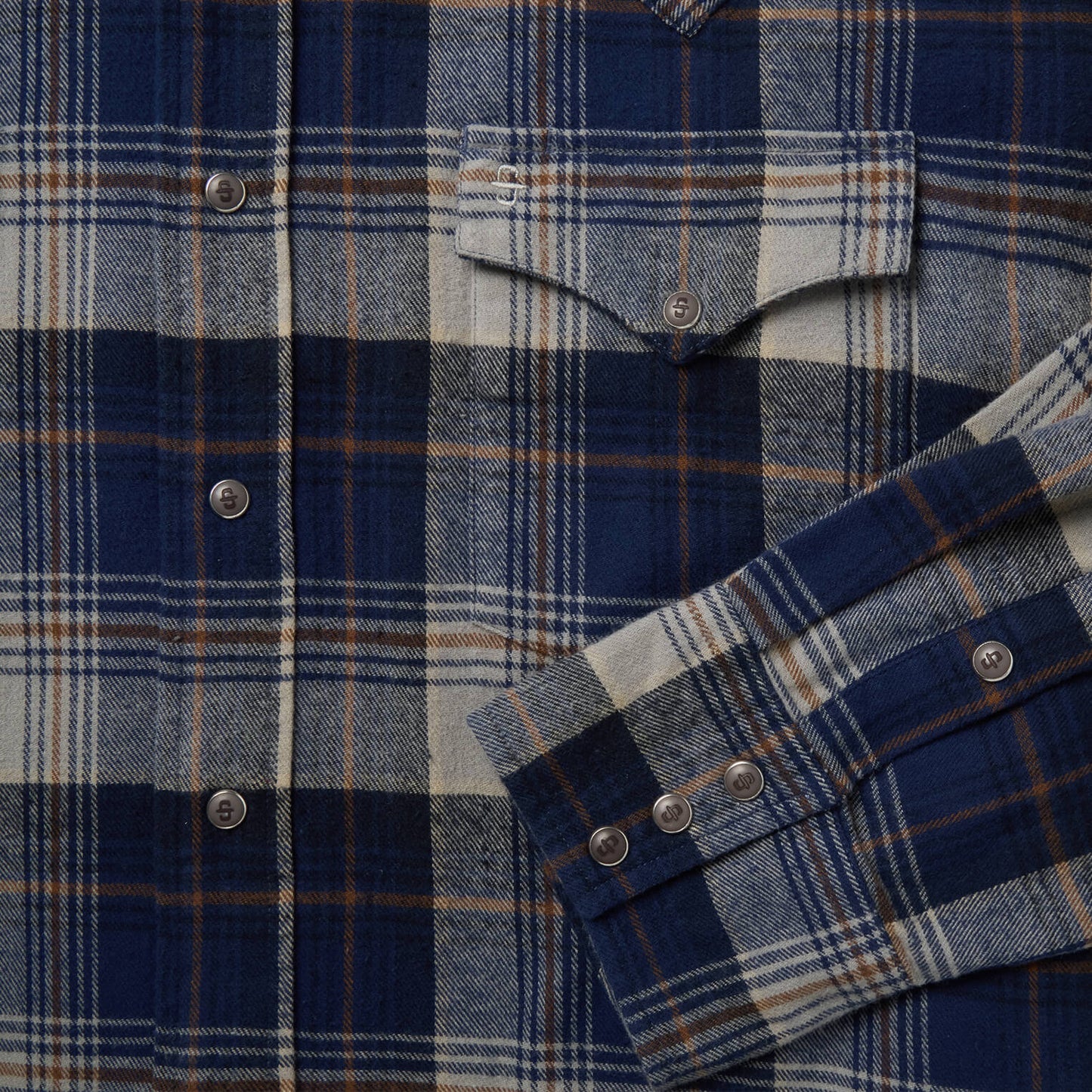 Brushed Flannel Western Shirt Blue