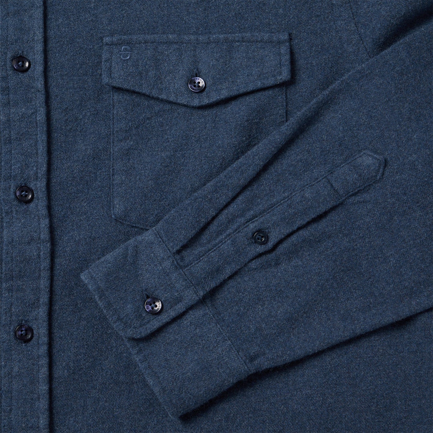 Heathered Flannel Button-Down Shirt Blue