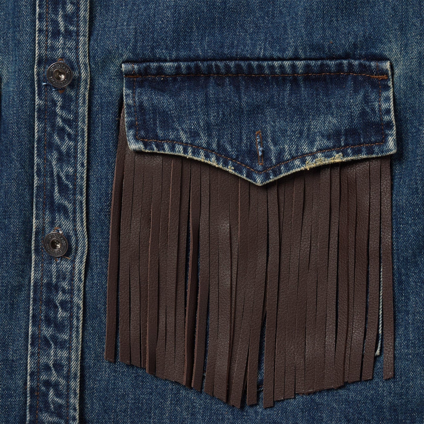 Dark Denim Fringe Jacket Blue