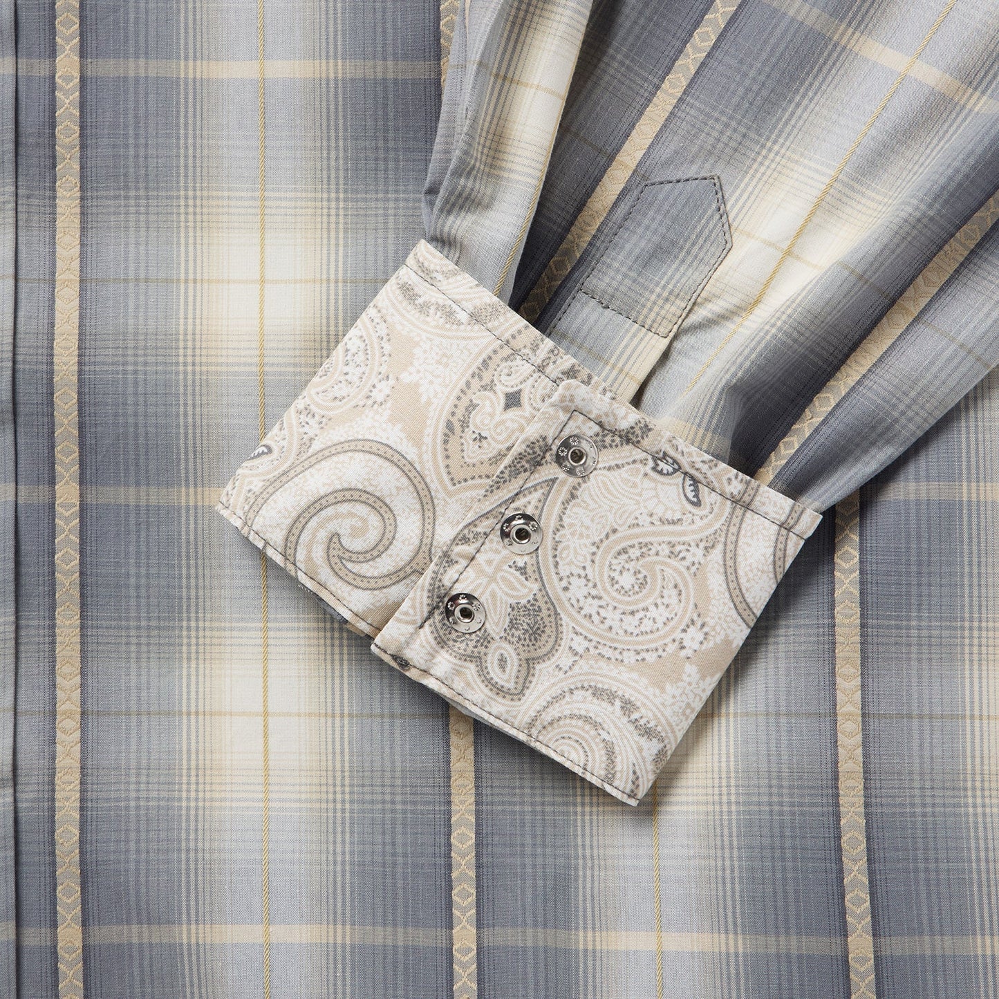 Smoke Diamonds Plaid Western Shirt Grey