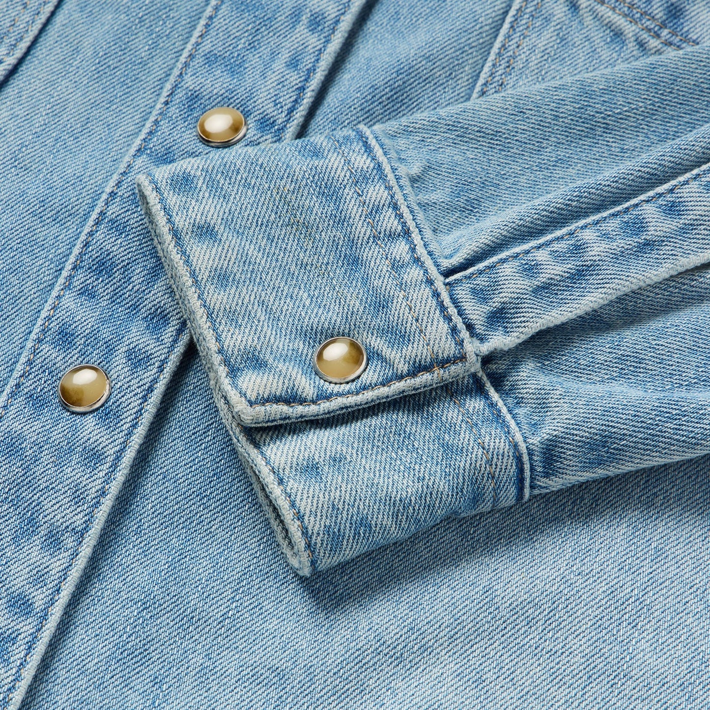 Embroidered Denim Cropped Shirt Blue