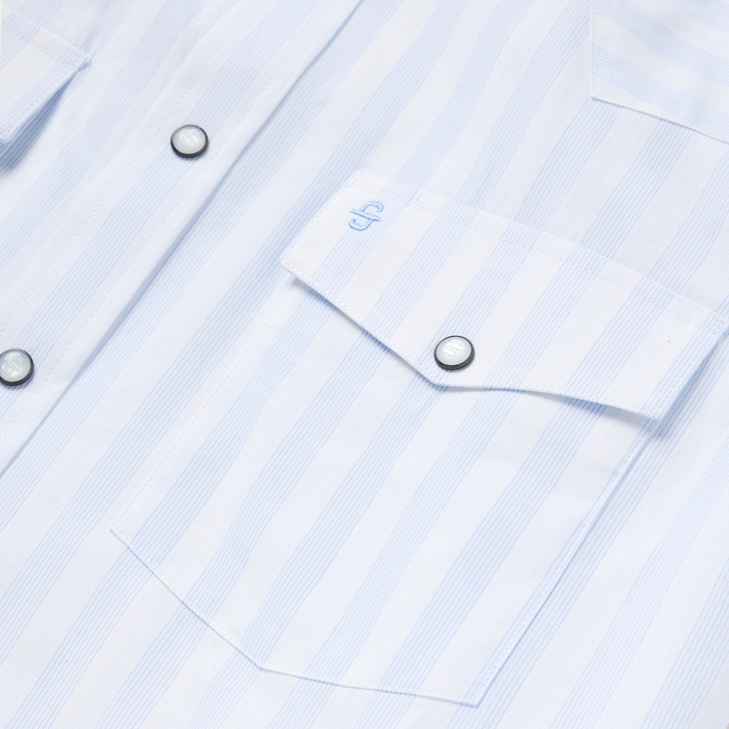 Stripe Oxford Western Shirt White W/ Blue Stripe