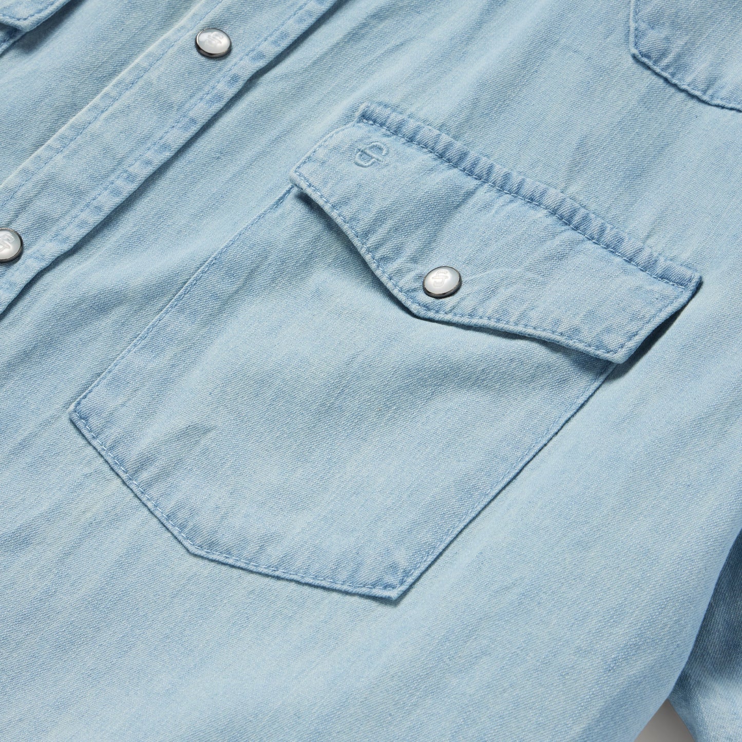 Chambray Oxford Short Sleeve Western Shirt Blue