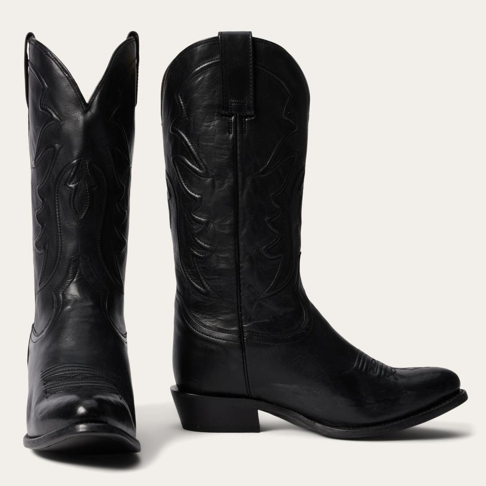 Ames Corded & Burnished Leather Boot Black | Men Stetson Western