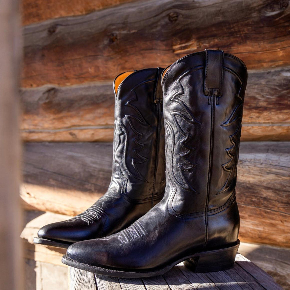 Ames Corded & Burnished Leather Boot Black | Men Stetson Western