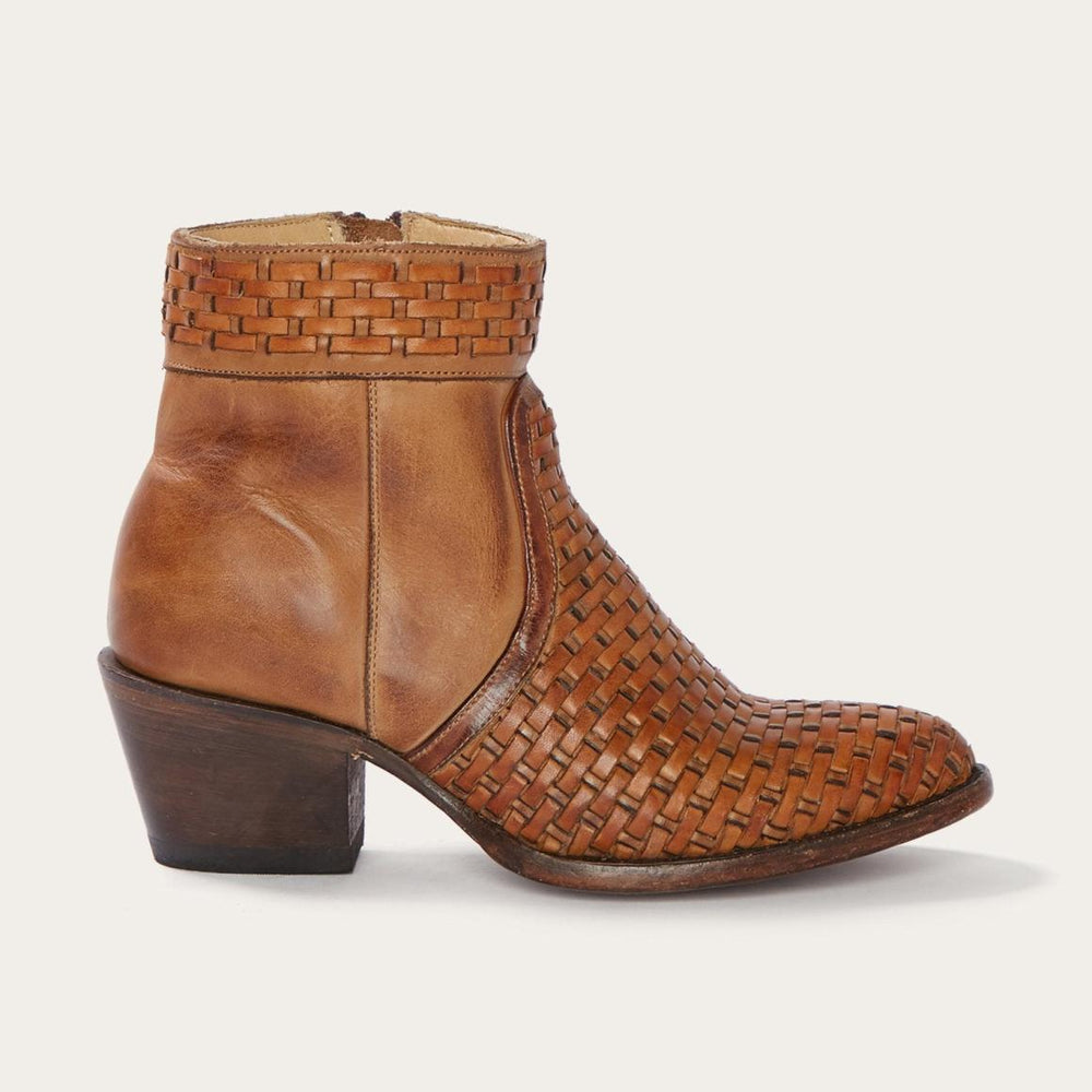 Basketweave Side Zip Ankle Boot Brown | Women Stetson Western
