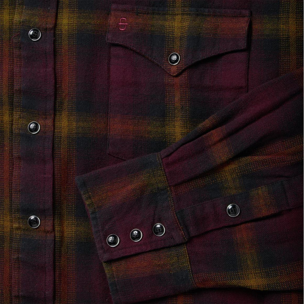 Black Wine Plaid Flannel Western Shirt Wine | Men Stetson Classic Cut