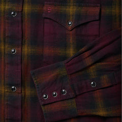 Black Wine Plaid Flannel Western Shirt Wine | Men Stetson Western Shirts