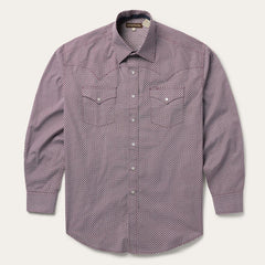 Blue Four Point Geo Print Western Shirt Blue | Men Stetson Western Shirts