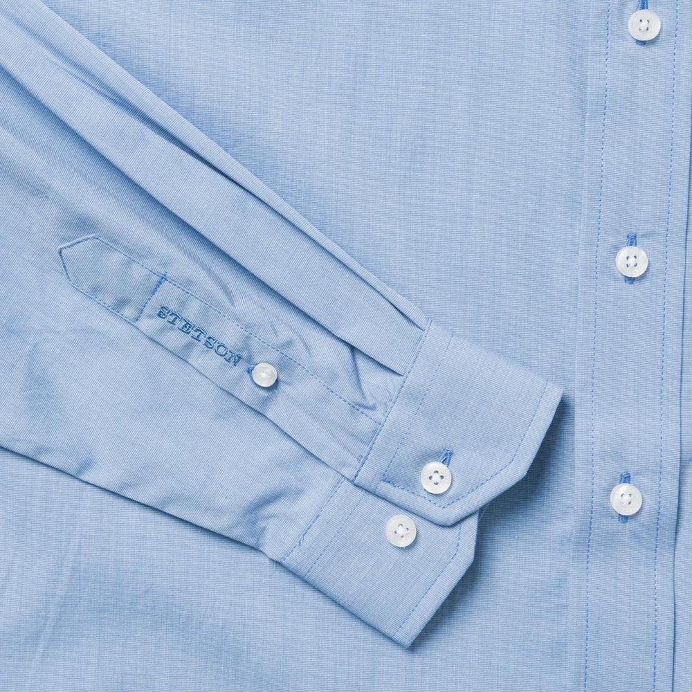Blue Solid One-Pocket Snap-Front Shirt Blue | Men Stetson Modern Cut