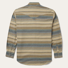 Blue Stripe Flannel Western Shirt Blue | Men Stetson Flannel Shirts