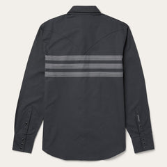 Border Stripe Twill Western Shirt Black | Men Stetson Modern Cut