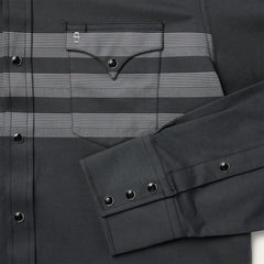 Border Stripe Twill Western Shirt Black | Men Stetson Modern Cut
