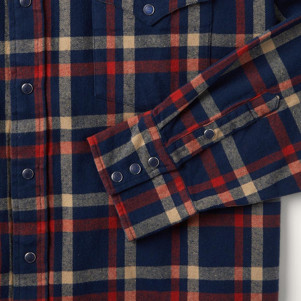 Brushed Twill Plaid Shirt Blue | Men Stetson Western Shirts