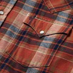 Brushed Twill Plaid Shirt Orange | Men Stetson Classic Cut