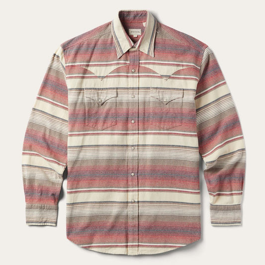 Brushed Twill Striped Shirt Red | Men Stetson Classic Cut
