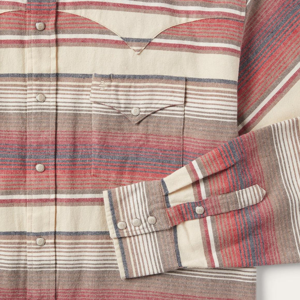 Brushed Twill Striped Shirt Red | Men Stetson Western Shirts