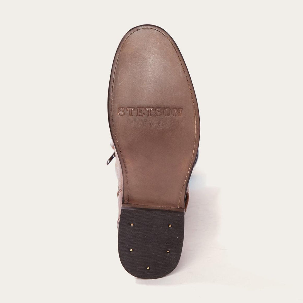 Burnished Cognac Paisley Side Zip Cowboy Boot Tan | Women Stetson Western