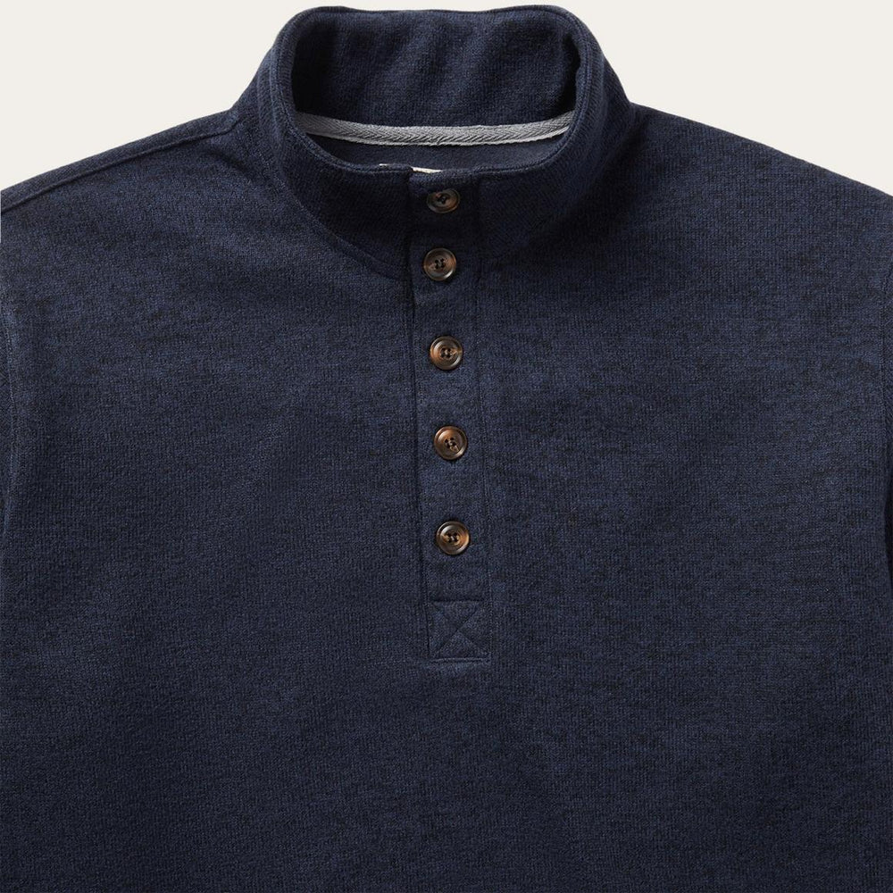Button-Front Blue Pullover Knit Sweater Blue | Men Stetson Sweaters & Hoodies