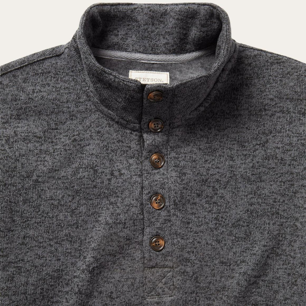Button-Front Grey Pullover Knit Sweater Grey | Men Stetson Sweaters & Hoodies