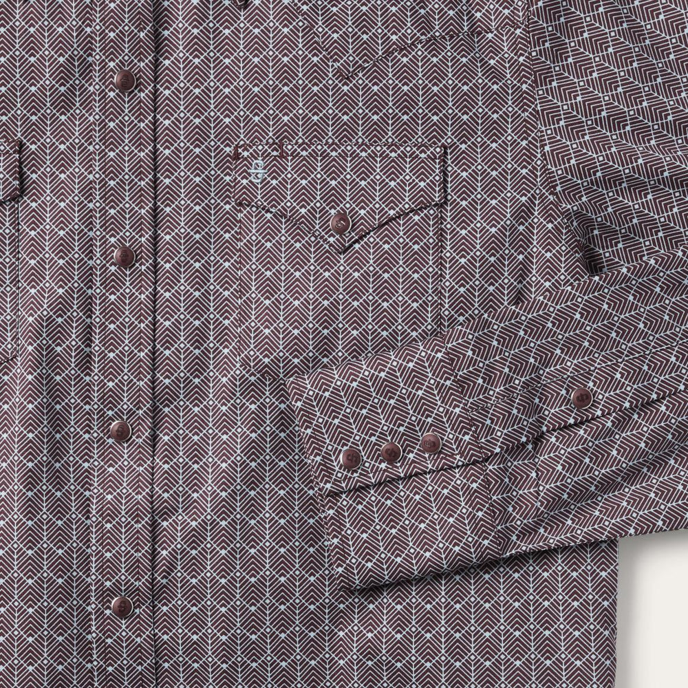 Chevron Grid Shirt Brown | Men Stetson Western Shirts