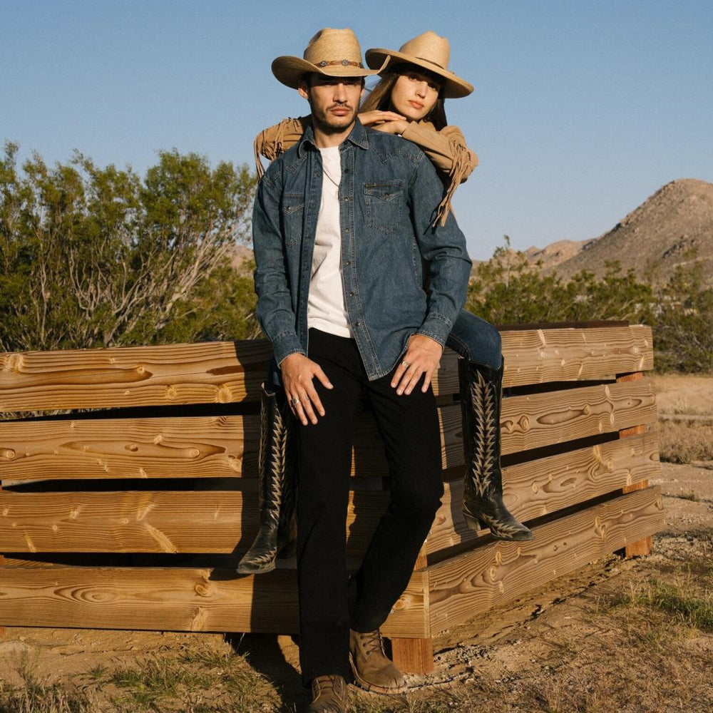 Classic Denim Shirt Blue | Men Stetson Classic Cut