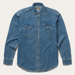 Classic Denim Shirt Blue | Men Stetson Denim Shirts
