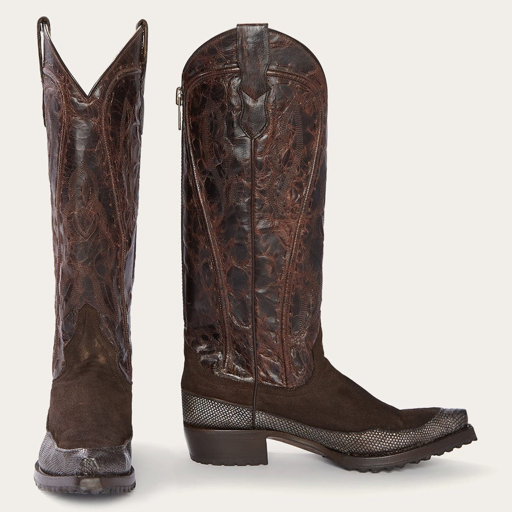 Dakota Brown Suede & Teju Cowboy Boot Brown | Women Stetson Western