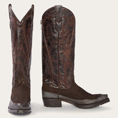 Dakota Brown Suede & Teju Cowboy Boot Brown | Women Stetson Western