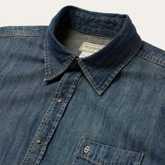 Dark Denim Western Shirt Blue | Men Stetson Modern Cut