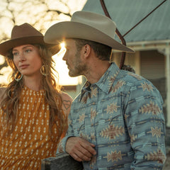 Desert Horizon Shirt Blue | Men Stetson Modern Cut