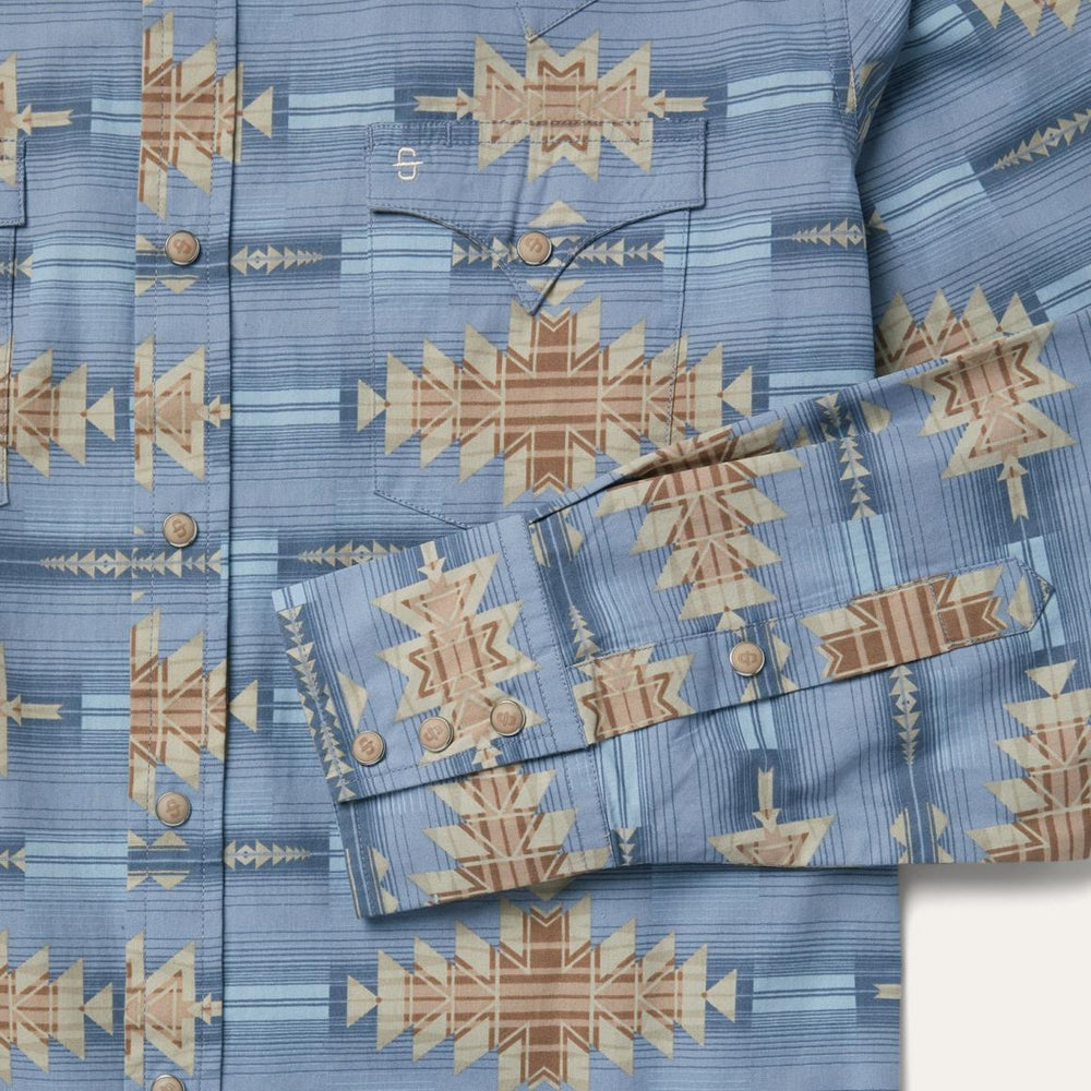 Desert Horizon Shirt Blue | Men Stetson Modern Cut