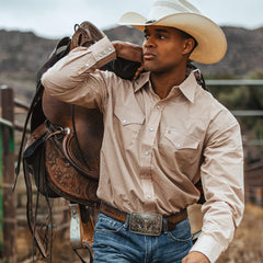 Diamond Print Western Shirt Orange | Men Stetson Western Shirts