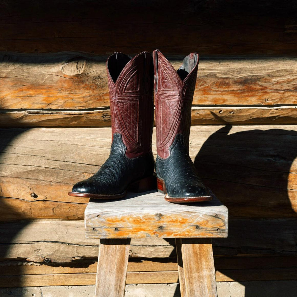 Dillon Ostrich Boots Black | Men Stetson Exotics