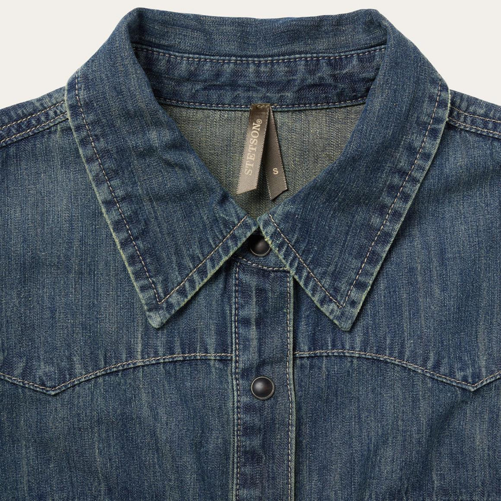 Dirty Denim Boyfriend Fit Shirt Blue | Women Stetson Denim Shirts